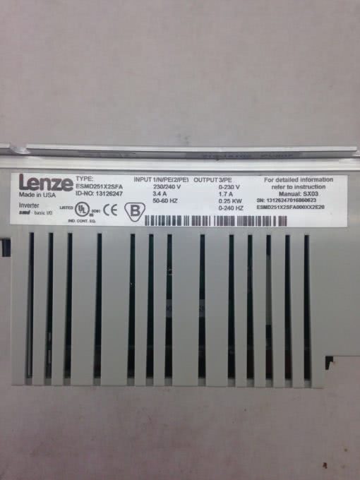 LENZE ESMD251X2SFA 000XX2H21 INVERTER MOTOR DRIVE (B405) 2