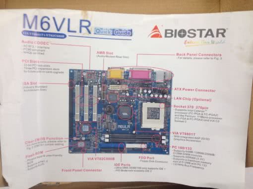 NEW,FACTORY-PACKAGED! BIOSTAR MAINBOARD M6VLR-A027 MOTHERBOARD PENTIUM III (B82) 2