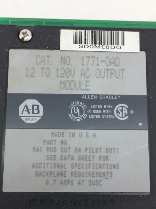 NEW! ALLEN BRADLEY 1771-OAD AC OUTPUT MODULE (H62) 3