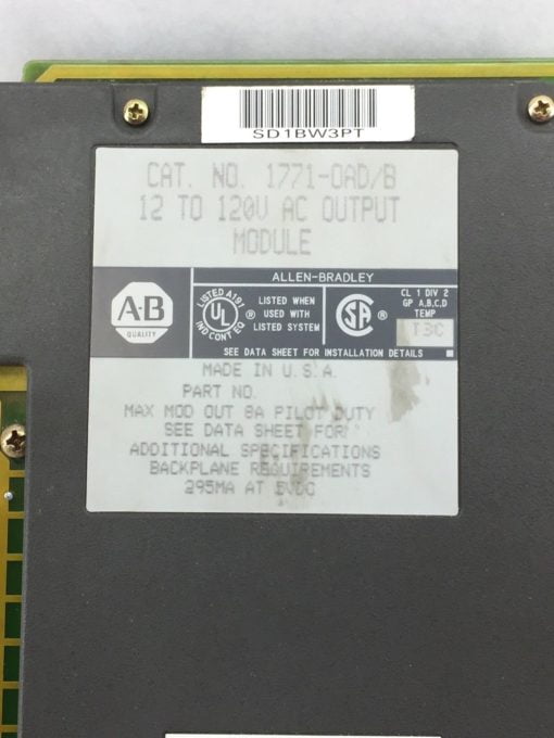 NEW! ALLEN BRADLEY 1771-OAD/B AC OUTPUT MODULE OAD01REVB9330F0 (H64) 2