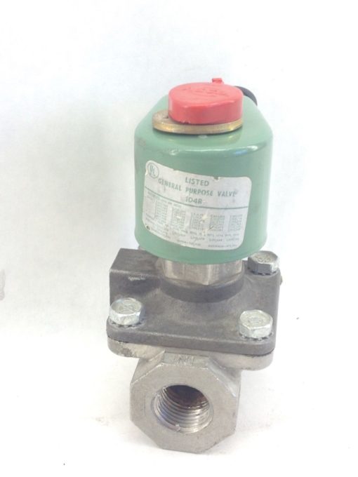 ASCO RED HAT #104R GENERAL PURPOSE SS SOLENOID VALVE 120VDC 1/2”(A852) 1