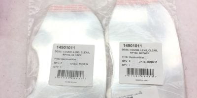 LOT OF 2 50 PACKS SPERIAN 14901011 RP192 CLEAR LENS COVER, 100 TOTAL, (B367) 1