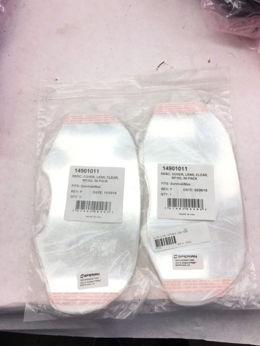 LOT OF 2 50 PACKS SPERIAN 14901011 RP192 CLEAR LENS COVER, 100 TOTAL, (B367) 1