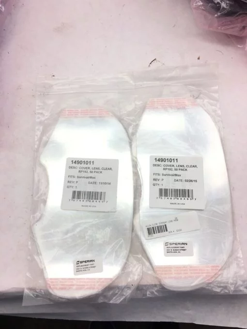 LOT OF 2 50 PACKS SPERIAN 14901011 RP192 CLEAR LENS COVER, 100 TOTAL, (B367) 1