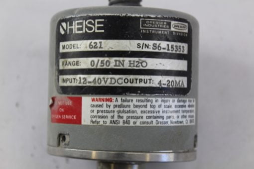 Heise 621 Pressure Transducer 0/50 IN H20 12-40VDC *FOR PARTS* (B249) 2