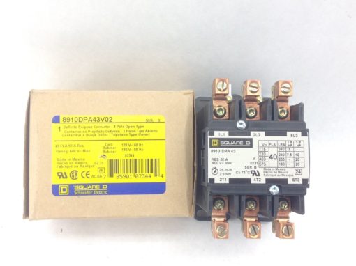 GENUINE SQUARE D 8910DPA43V02 DEFINITE PURPOSE CONTACTOR 3-POLE OPEN (H343) 1