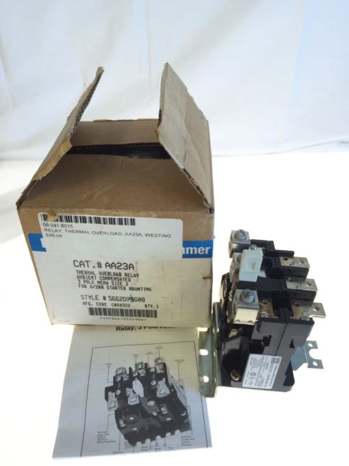 NEW IN BOX WESTINGHOUSE AA23A Model J Thermal Overload Relay 5662D75G08, G110 1