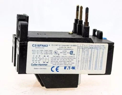 EATON CUTLER HAMMER C316FNA3 10A AMBIENT COMPENSATED THERMAL OVERLOAD RELAY! G60 1