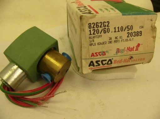 ASCO RED HAT SOLENOID COIL 8262G2 120VAC/60HZ 110VAC/50HZ, 1/8″ NEW IN BOX (F87) 2