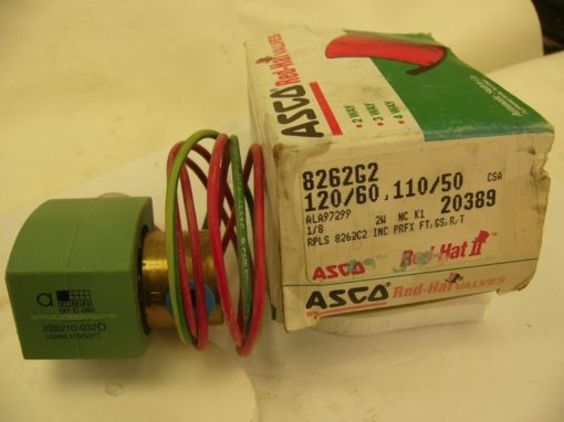 ASCO RED HAT SOLENOID COIL 8262G2 120VAC/60HZ 110VAC/50HZ, 1/8″ NEW IN BOX (F87) 3