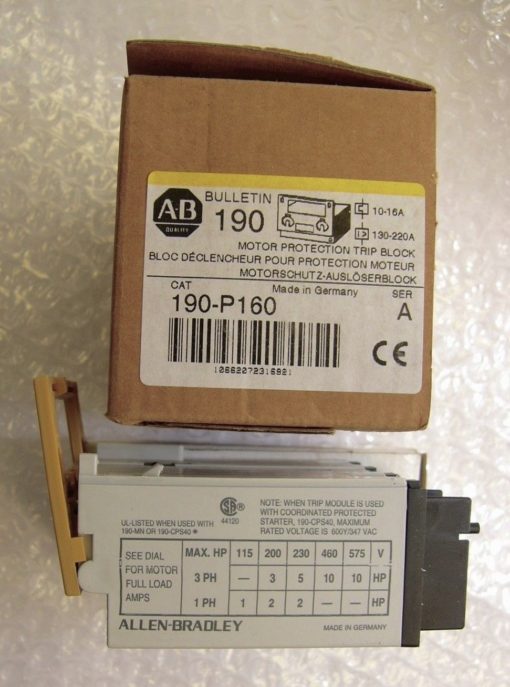 GENUINE ALLEN BRADLEY 190-P160 MOTOR PROTECT TRIP BLOCK NEW! FAST SHIP! (F119) 3