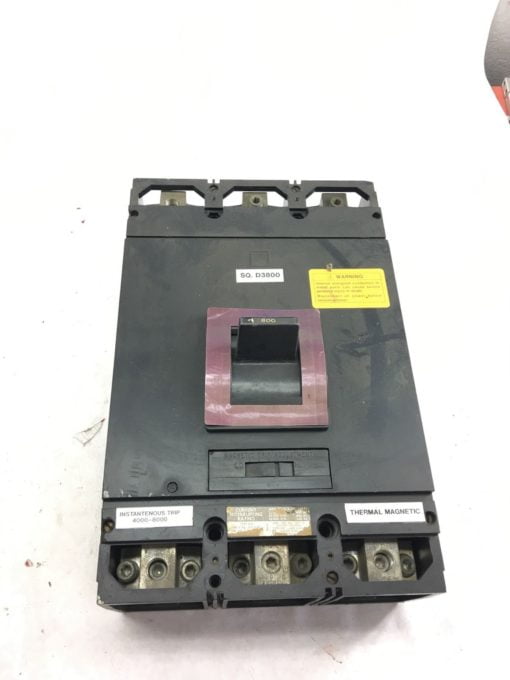 REMAN SQUARE D MAL 3800 800 AMPS 600 VAC 250 VDC 3 POLE CIRCUIT BREAKER, (B328) 1