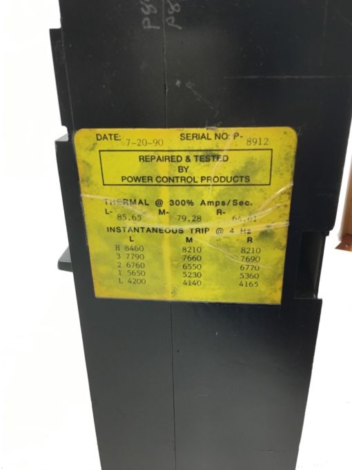 REMAN SQUARE D MAL 3800 800 AMPS 600 VAC 250 VDC 3 POLE CIRCUIT BREAKER, (B328) 2