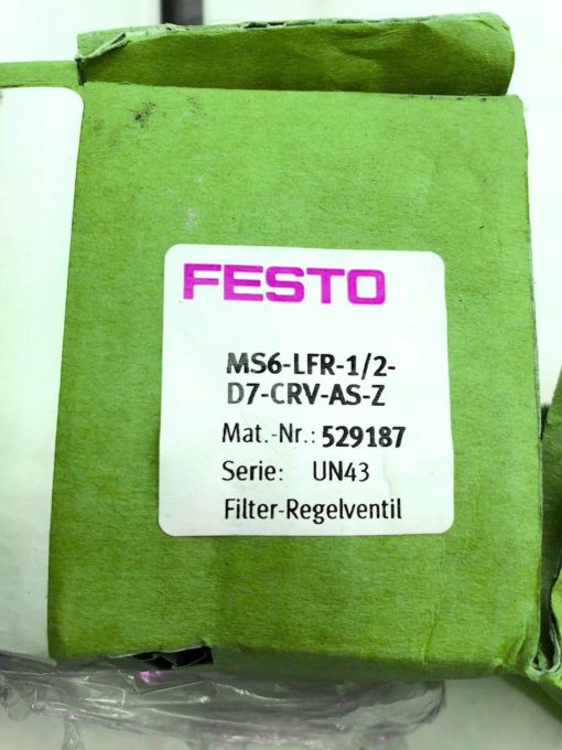 NEW IN BOX FESTO MS6-LFR-1/2-D7-CRV-AS-Z 529187 PNEUMATIC FILTER REGULATOR (B454 2