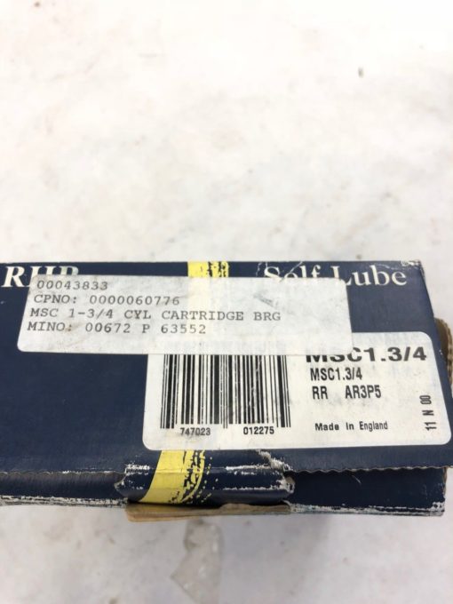 NEW IN BOX RHP MSC 1-3/4 CYLINDER CARTRIDGE BEARING, FAST SHIP! (B455) 2