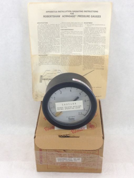 NEW! ROBERTSHAW ACRAGAGE 714-BD RECEIVER PRESSURE GAUGE 0-7