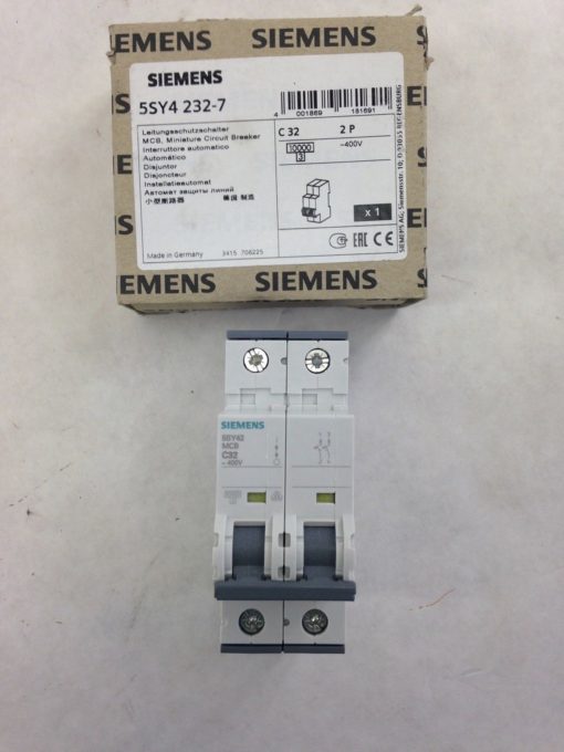 SIEMENS 5SY4 232-7, CIRCUIT BREAKER, 32A, 400V, 2P (A772) 1