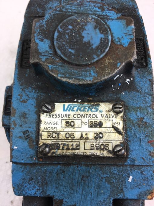 USED VICKERS RCT-06-A1-30 597112 PRESSURE CONTROL VALVE, FAST SHIP! (HP PT) 1