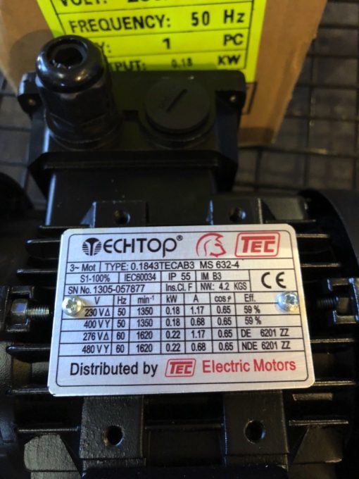 NEW TEC ECHTOP 0.1843TECAB3 ELECTRIC MOTOR MS 632-4, 230/400V, 0