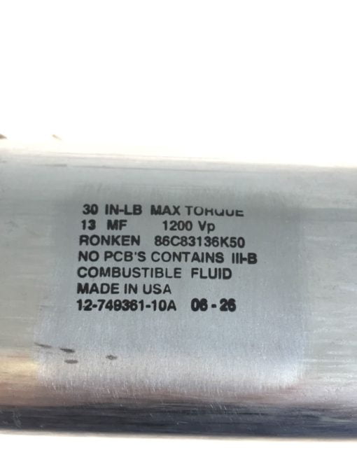 NEW (lot of 3) Ronken 13uF 1200v 86C83136K50 12-749361-10A Capacitor, (B158) 2