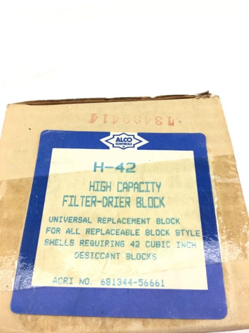 Details about   NEW GENUINE ALCO CONTROLS H-42 HIGH CAPACITY FILTER DRIER BLOCK 42 CUBIC INCH 