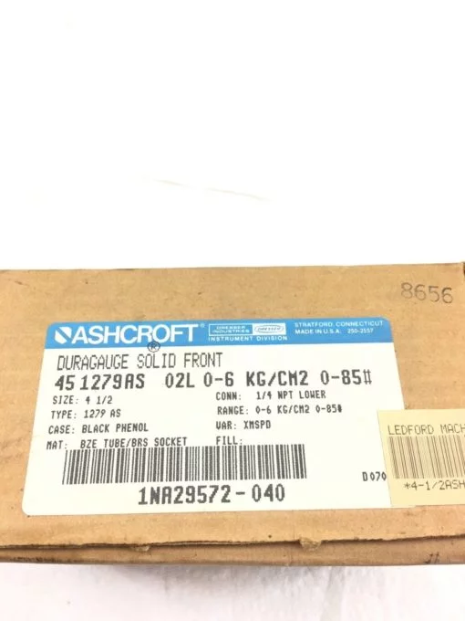 NEW ASHCROFT 45 1279AS 02L DURAGAUGE 4-1/2″ 1/4″ NPT LOWER 0-6 KG/CM2, (B328) 2