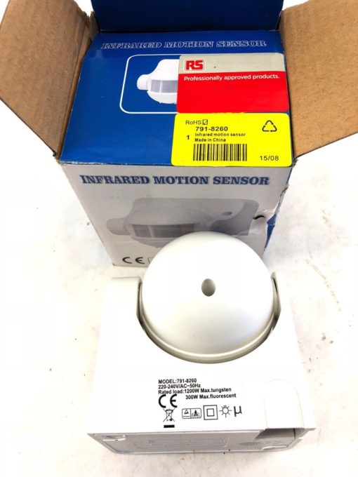 NEW IN BOX RS PRO 791-8260 INFRARED MOTION SENSOR 220-240VAC 50HZ (B412) 2
