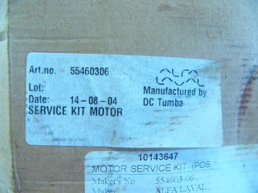 ALFA LAVAL DC TUMBA 10143647 MOTOR SERVICE KIT 554603-06 NEW, SEALED!!! (G94) 2