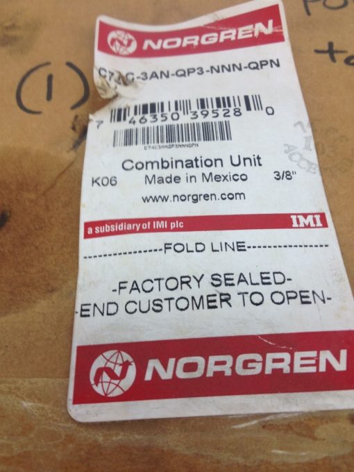 NIB! NORGREN EXCELON C74C-3AN-QP3-NNN-QPN COMB UNIT K06 3/8” FAST SHIP! (B115) 1