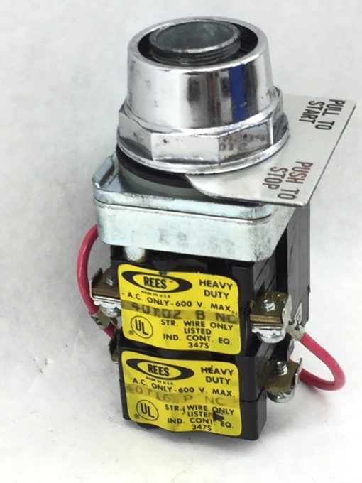 REES HEAVY DUTY ILLUMINATED PUSH-PULL SWITCH 40102-B-NC & 40716-P-NC (A695) 1