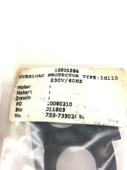 NEW IN BAG LOT OF 4 TYPE ID110 OVERLOAD PROTECTOR, 230V, 60HZ, FAST SHIP! SB5 2