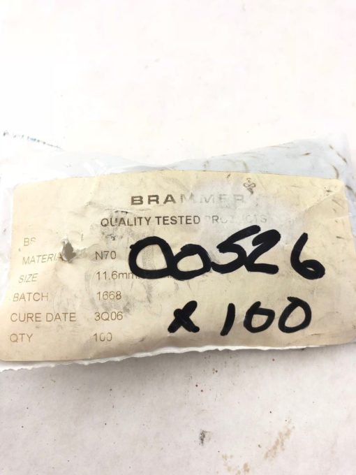 NEW IN BAG OF 100 BRAMMER N70 O-RINGS, 11