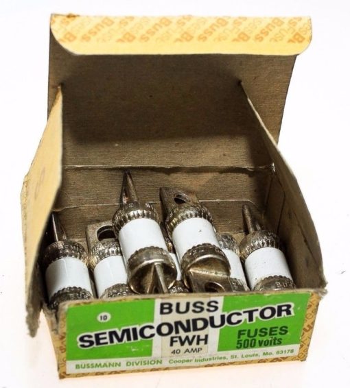 COOPER BUSSMANN FWH 40 SEMI-CONDUCTOR 40A 500VAC CERAMIC FUSE BOX OF 7 (G93)  1