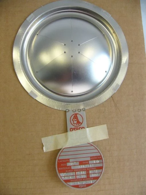 LOT OF 3 OSECO RUPTURE DISCS #R-6627-01 SIZE:4 TYPE:CO MATERIAL:316-TEF (B138) 1