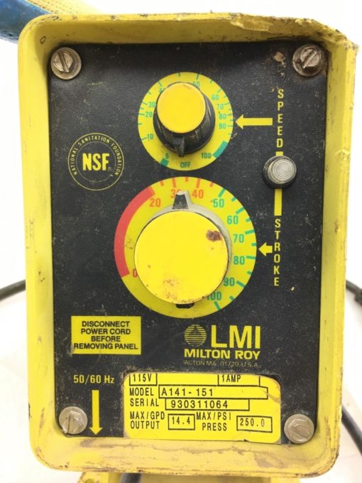 LMI MILTON ROY A141-151 PUMP, METERING, 115 V, 1 AMP, 250 PSI, 50/60HZ, (B368) 2