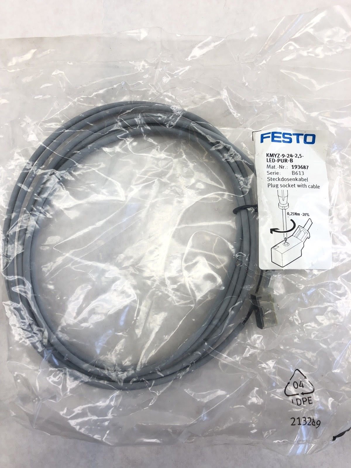 direction Round and round Word FESTO KMYZ-9-24-2,5-LED-PUR-B SOCKET CONNECTOR CABLE (J37)