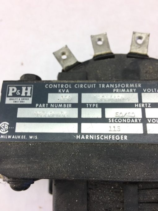 USED P&H HARNISCHFEGER 75Z165-D1 CRANE CONTROL TRANSFORMER, FAST SHIP! B332 2