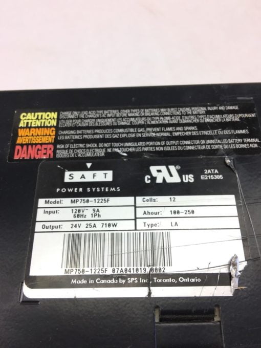 USED Saft Systems Forklift Jack Battery Charger MP750-1225F, 12 CELLS, (B332) 2