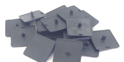 2”sq BLACK PLASTIC FLAT HOLE COVER CAP PLATES 16-PK (F286) 1