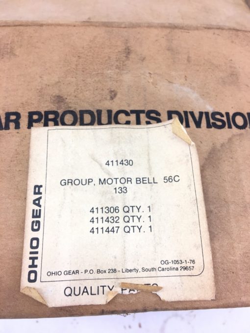 NEW IN BOX OHIO GEAR 411430 MOTOR BELL 56C 133, 411306, 411432, 411447, (B383) 2