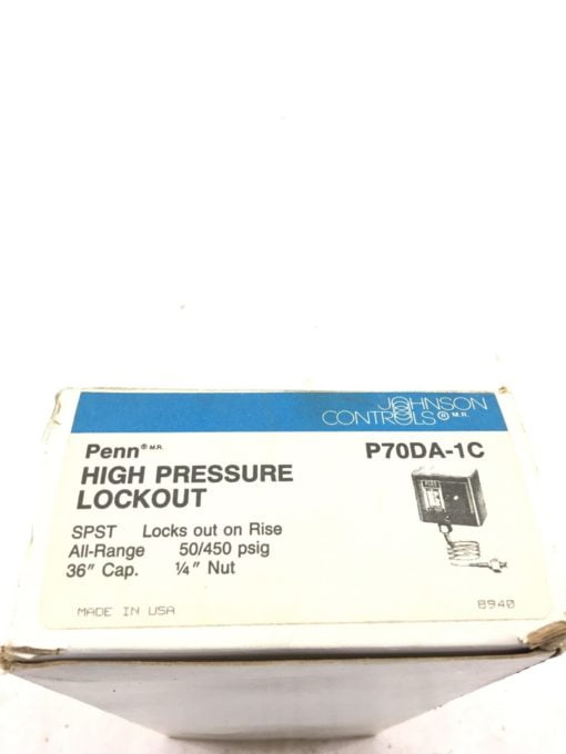NEW IN BOX Johnson Controls Penn P70DA-1C High Pressure Lockout, (B383) 2