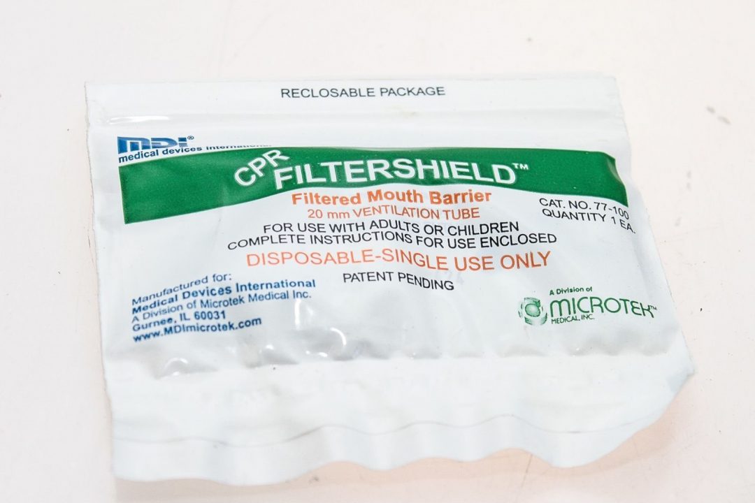 MDI 77100 CPR FILTERSHIELD FILTERED MOUTH BARRIER 20MM VENTILATION