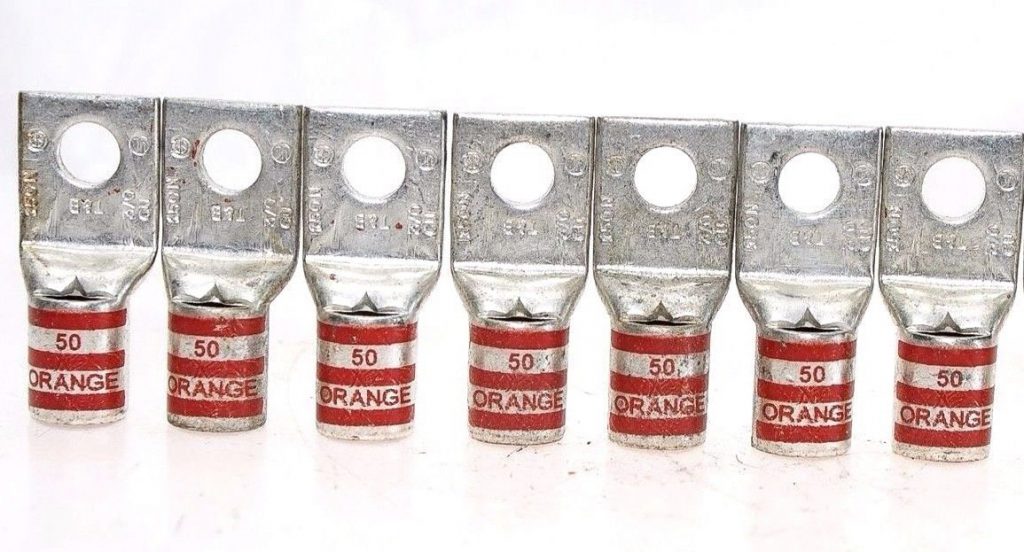 THOMAS & BETTS 150N 3/0 CU ORANGE DIE 50 COMPRESSION LUGS IN LOT OF 7