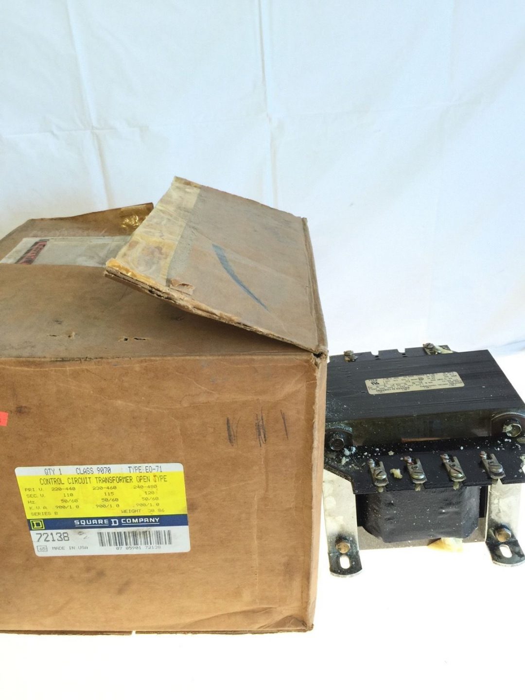SQUARE D CLASS 9070 TYPE EO71 CONTROL CIRCUIT TRANSFORMER OPEN TYPE, B110