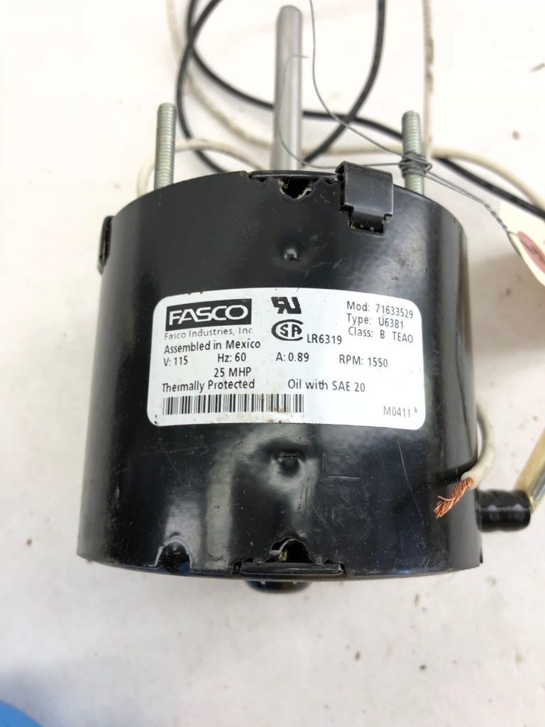 FASCO 71633529 TYPE U63B1 REPLACEMENT MOTOR 1550 RPM, 115VAC, 0.89A (H355)