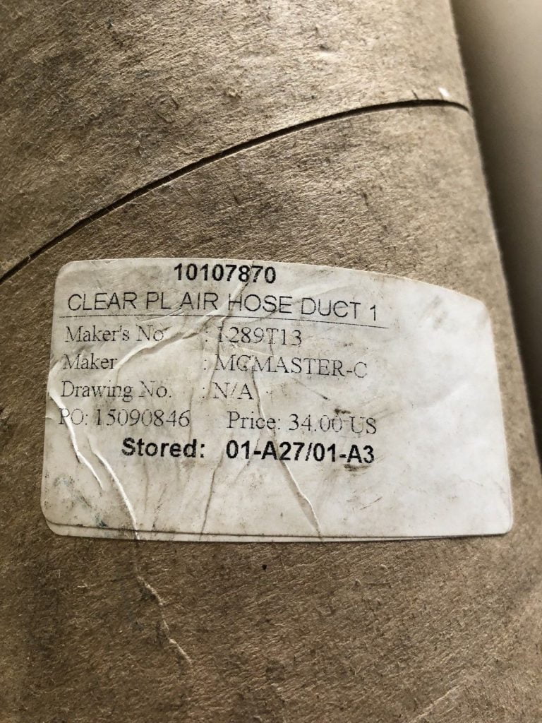 MCMASTER CARR 1289T13 CLEAR PL AIR HOSE DUCT 1