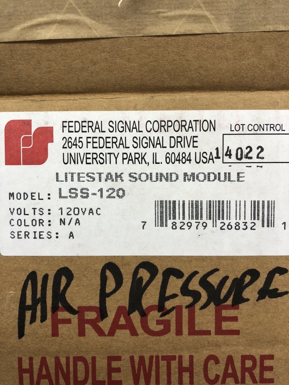 Federal Signal FEDERAL SIGNAL CORPORATION LSS-120 SERIES A 120VAC LITESTAK SOUND MODULE NIB 