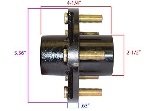 5-Bolt Hub Assembly Kit For 2000 LB Axles - Includes 2 Hubs, 1" Spindles & Bearings (4.5" Bolt Circle)