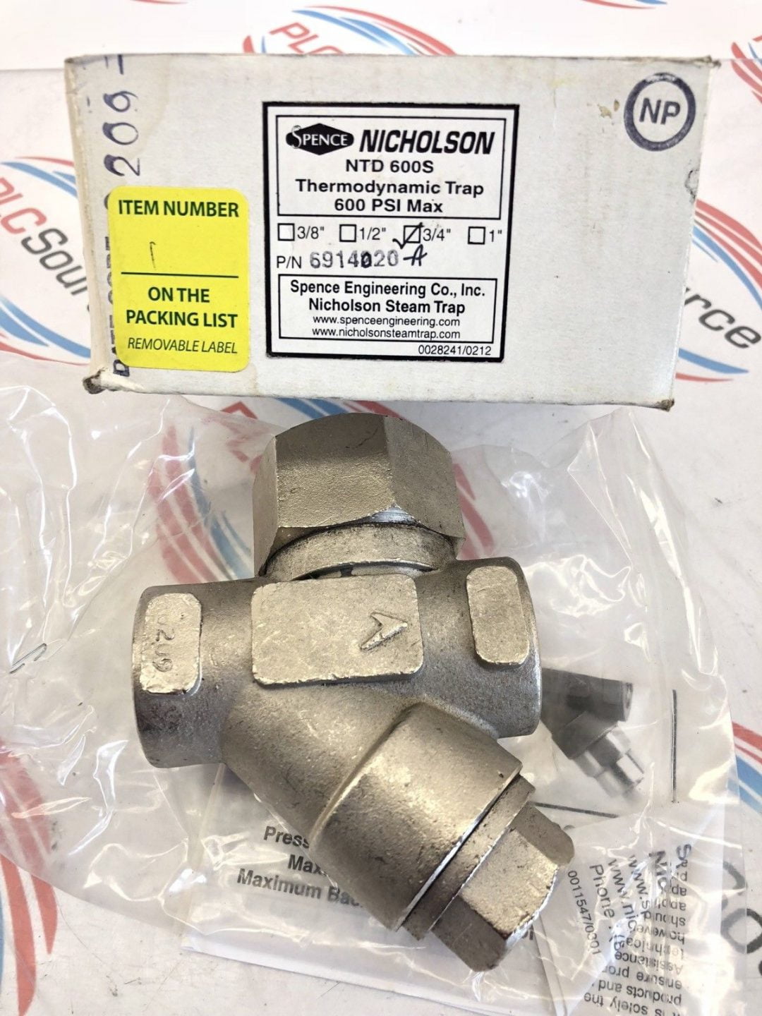 NICHOLSON NTD 600S 6914020 STEAM TRAP 3/4" 600PSI MAX
