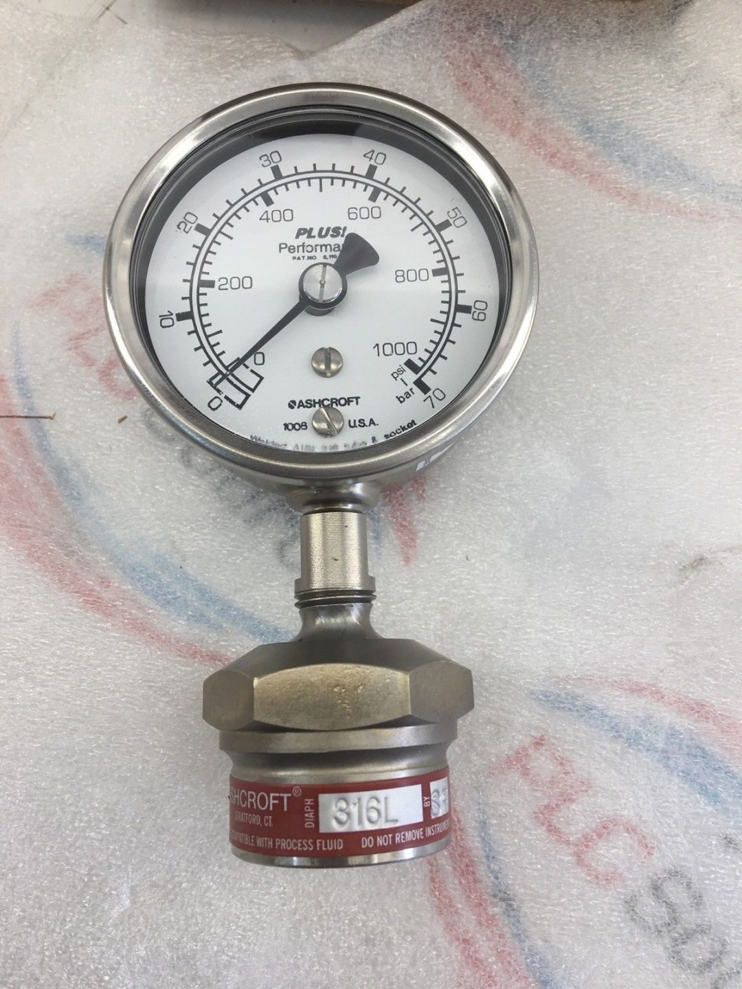 ASHCROFT 631008S02L1000 IND. DURALIFE GAUGE 316 TUBE/SKT 63MM
